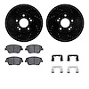 8312-03063 Drilled/Slotted Brake Rotors with 3000-Series Ceramic Brake Pads Kit & Hardware [Black], 2009-2016 Kia/Hyundai/Genesi - image 1