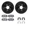 8312-03066 Drilled/Slotted Brake Rotors with 3000-Series Ceramic Brake Pads Kit & Hardware [Black], 2011-2016 Kia/Hyundai/Genesi - image 1