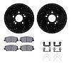 8312-03071 Drilled/Slotted Brake Rotors with 3000-Series Ceramic Brake Pads Kit & Hardware [Black], 2016-2017 Kia/Hyundai/Genesi - image 1