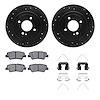 8312-03079 Drilled/Slotted Brake Rotors with 3000-Series Ceramic Brake Pads Kit & Hardware [Black], Fits Select Kia/Hyundai/Gene - image 1