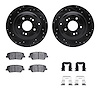 8312-03085 Drilled/Slotted Brake Rotors with 3000-Series Ceramic Brake Pads Kit & Hardware [Black], 2010-2016 Kia/Hyundai/Genesi - image 1