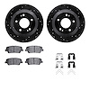 8312-03088 Drilled/Slotted Brake Rotors with 3000-Series Ceramic Brake Pads Kit & Hardware [Black], 2010-2019 Kia/Hyundai/Genesi - image 1