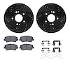 8312-03090 Drilled/Slotted Brake Rotors with 3000-Series Ceramic Brake Pads Kit & Hardware [Black], 2016-2021 Kia/Hyundai/Genesi - image 1