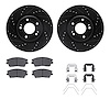 8312-03091 Drilled/Slotted Brake Rotors with 3000-Series Ceramic Brake Pads Kit & Hardware [Black], Fits Select Kia/Hyundai/Gene - image 1