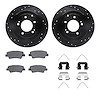 8312-03093 Drilled/Slotted Brake Rotors with 3000-Series Ceramic Brake Pads Kit & Hardware [Black], Fits Select Kia/Hyundai/Gene - image 1