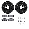8312-03095 Drilled/Slotted Brake Rotors with 3000-Series Ceramic Brake Pads Kit & Hardware [Black], Fits Select Kia/Hyundai/Gene - image 1