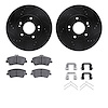 8312-03098 Drilled/Slotted Brake Rotors with 3000-Series Ceramic Brake Pads Kit & Hardware [Black], Fits Select Kia/Hyundai/Gene - image 1