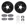 8312-03100 Drilled/Slotted Brake Rotors with 3000-Series Ceramic Brake Pads Kit & Hardware [Black], Fits Select Kia/Hyundai/Gene - image 1