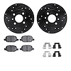 8312-07005 Drilled/Slotted Brake Rotors with 3000-Series Ceramic Brake Pads Kit & Hardware [Black], 2009-2019 Mopar, Position: R