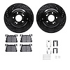 8312-10002 Drilled/Slotted Brake Rotors with 3000-Series Ceramic Brake Pads Kit & Hardware [Black], 2017-2020 Kia/Hyundai/Genesi - image 1