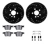 8312-11027 Drilled/Slotted Brake Rotors with 3000-Series Ceramic Brake Pads Kit & Hardware [Black], 2015-2020 Multiple Makes/Mod
