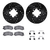 8312-13005 Drilled/Slotted Brake Rotors with 3000-Series Ceramic Brake Pads Kit & Hardware [Black], 1985-1994 Subaru, Position:  - image 1
