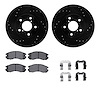 8312-13012 Drilled/Slotted Brake Rotors with 3000-Series Ceramic Brake Pads Kit & Hardware [Black], 1990-1996 Subaru, Position:  - image 1
