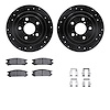8312-13014 Drilled/Slotted Brake Rotors with 3000-Series Ceramic Brake Pads Kit & Hardware [Black], 1990-1999 Subaru, Position:  - image 1