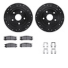 8312-13015 Drilled/Slotted Brake Rotors with 3000-Series Ceramic Brake Pads Kit & Hardware [Black], 1992-1997 Subaru, Position:  - image 1