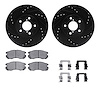 8312-13019 Drilled/Slotted Brake Rotors with 3000-Series Ceramic Brake Pads Kit & Hardware [Black], 1990-1996 Subaru, Position:  - image 1
