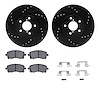8312-13020 Drilled/Slotted Brake Rotors with 3000-Series Ceramic Brake Pads Kit & Hardware [Black], 1997-2002 Subaru, Position:  - image 1