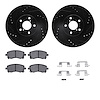 8312-13021 Drilled/Slotted Brake Rotors with 3000-Series Ceramic Brake Pads Kit & Hardware [Black], 2001-2003 Subaru, Position:  - image 1
