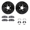 8312-13024 Drilled/Slotted Brake Rotors with 3000-Series Ceramic Brake Pads Kit & Hardware [Black], 1998-2003 Subaru, Position:  - image 1