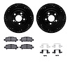 8312-13026 Drilled/Slotted Brake Rotors with 3000-Series Ceramic Brake Pads Kit & Hardware [Black], 2005-2009 Subaru, Position:  - image 1
