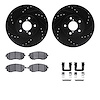 8312-13027 Drilled/Slotted Brake Rotors with 3000-Series Ceramic Brake Pads Kit & Hardware [Black], 2002-2010 GM, Position: Fron - image 1