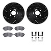 8312-13028 Drilled/Slotted Brake Rotors with 3000-Series Ceramic Brake Pads Kit & Hardware [Black], 2002-2008 GM, Position: Fron - image 1