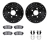 8312-13036 Drilled/Slotted Brake Rotors with 3000-Series Ceramic Brake Pads Kit & Hardware [Black], 2003-2008 GM, Position: Rear - image 1