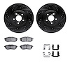 8312-13037 Drilled/Slotted Brake Rotors with 3000-Series Ceramic Brake Pads Kit & Hardware [Black], 2005-2018 Subaru, Position:  - image 1