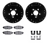 8312-13040 Drilled/Slotted Brake Rotors with 3000-Series Ceramic Brake Pads Kit & Hardware [Black], 2005-2009 Subaru, Position:  - image 1