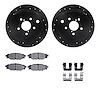 8312-13041 Drilled/Slotted Brake Rotors with 3000-Series Ceramic Brake Pads Kit & Hardware [Black], 2008-2015 Subaru, Position:  - image 1