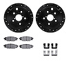 8312-13042 Drilled/Slotted Brake Rotors with 3000-Series Ceramic Brake Pads Kit & Hardware [Black], 2015-2021 Subaru, Position:  - image 1