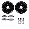 8312-13043 Drilled/Slotted Brake Rotors with 3000-Series Ceramic Brake Pads Kit & Hardware [Black], Fits Select Subaru, Position - image 1