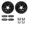 8312-13044 Drilled/Slotted Brake Rotors with 3000-Series Ceramic Brake Pads Kit & Hardware [Black], Fits Select Multiple Makes/M - image 1