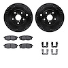 8312-13046 Drilled/Slotted Brake Rotors with 3000-Series Ceramic Brake Pads Kit & Hardware [Black], 2006-2014 Subaru, Position:  - image 1