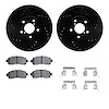 8312-13055 Drilled/Slotted Brake Rotors with 3000-Series Ceramic Brake Pads Kit & Hardware [Black], Fits Select Subaru, Position - image 1