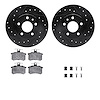 8312-16006 Drilled/Slotted Brake Rotors with 3000-Series Ceramic Brake Pads Kit & Hardware [Black], 1991-1995 Alfa Romeo, Positi