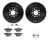 8312-16007 Drilled/Slotted Brake Rotors with 3000-Series Ceramic Brake Pads Kit & Hardware [Black], 2017-2021 Alfa Romeo, Positi - image 1