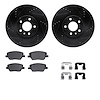 8312-16009 Drilled/Slotted Brake Rotors with 3000-Series Ceramic Brake Pads Kit & Hardware [Black], 2017-2020 Mopar, Position: F