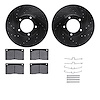 8312-20002 Drilled/Slotted Brake Rotors with 3000-Series Ceramic Brake Pads Kit & Hardware [Black], 1973-1997 Jaguar, Position:  - image 1
