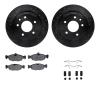 8312-20011 Drilled/Slotted Brake Rotors with 3000-Series Ceramic Brake Pads Kit & Hardware [Black], 1997-2006 Jaguar, Position:  - image 1