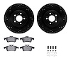 8312-20014 Drilled/Slotted Brake Rotors with 3000-Series Ceramic Brake Pads Kit & Hardware [Black], 2006-2015 Jaguar, Position:  - image 1