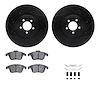 8312-20019 Drilled/Slotted Brake Rotors with 3000-Series Ceramic Brake Pads Kit & Hardware [Black], 2013-2015 Jaguar, Position:  - image 1