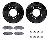 8312-21006 Drilled/Slotted Brake Rotors with 3000-Series Ceramic Brake Pads Kit & Hardware [Black], 1998-2002 Kia/Hyundai/Genesi - image 1