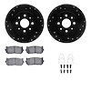 8312-21007 Drilled/Slotted Brake Rotors with 3000-Series Ceramic Brake Pads Kit & Hardware [Black], 1998-2003 Kia/Hyundai/Genesi - image 1