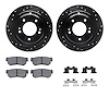 8312-21008 Drilled/Slotted Brake Rotors with 3000-Series Ceramic Brake Pads Kit & Hardware [Black], 2004-2006 Kia/Hyundai/Genesi - image 1