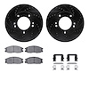8312-21009 Drilled/Slotted Brake Rotors with 3000-Series Ceramic Brake Pads Kit & Hardware [Black], 2003-2006 Kia/Hyundai/Genesi - image 1