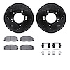 8312-21011 Drilled/Slotted Brake Rotors with 3000-Series Ceramic Brake Pads Kit & Hardware [Black], 2007-2009 Kia/Hyundai/Genesi - image 1