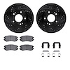 8312-21016 Drilled/Slotted Brake Rotors with 3000-Series Ceramic Brake Pads Kit & Hardware [Black], 2010-2011 Kia/Hyundai/Genesi - image 1