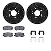 8312-21017 Drilled/Slotted Brake Rotors with 3000-Series Ceramic Brake Pads Kit & Hardware [Black], 2010-2011 Kia/Hyundai/Genesi - image 1