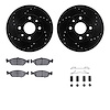 8312-21018 Drilled/Slotted Brake Rotors with 3000-Series Ceramic Brake Pads Kit & Hardware [Black], 1994-2000 Kia/Hyundai/Genesi - image 1